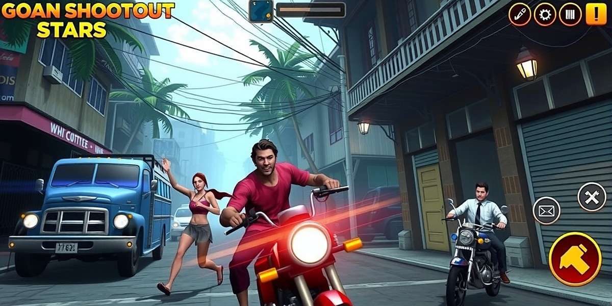 Goan Shootout Stars - Realistic Goan Environment Goan Shootout Stars gameplay showing Indian characters in Goan street