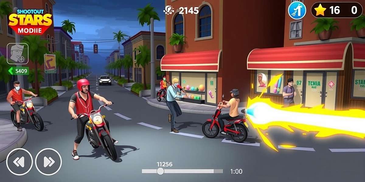 Street Battle - The Most Popular Mode in Goan Shootout Stars Goan Shootout Stars Street Battle Mode with players fighting near local shops